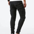 Street Elastic Jeans Men Denim Cargo Pants Wash Solid | SAMAG