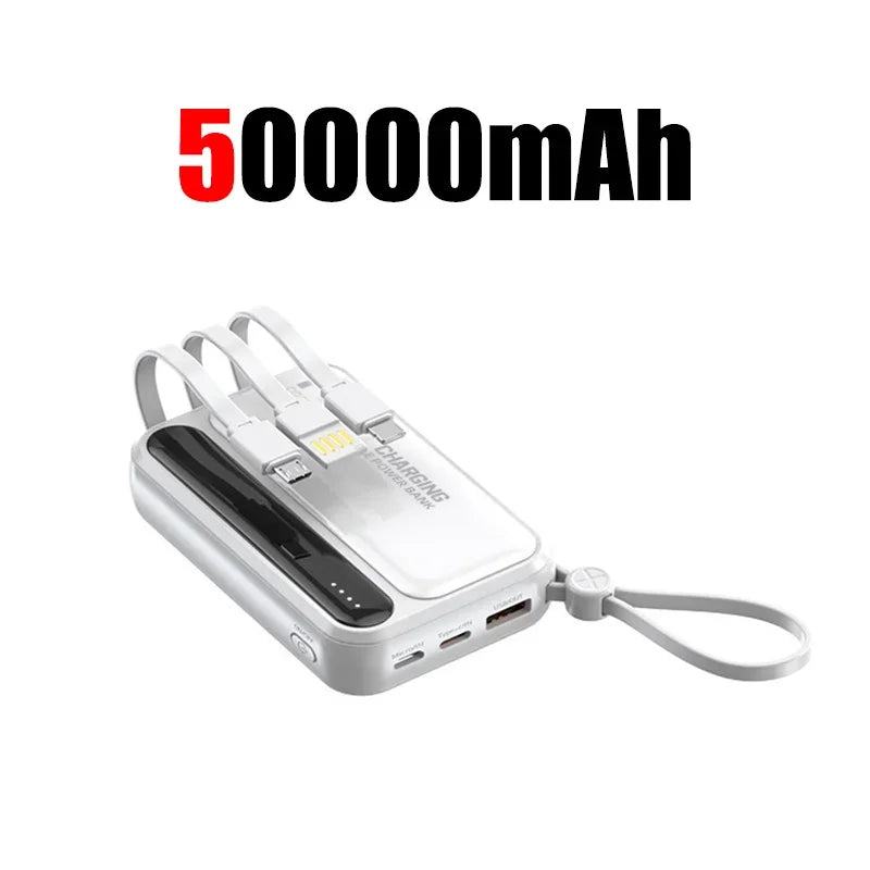 ONEPLUS 120W 50000mAh Portable Power Bank High Capacitybuilt-in 4 Cables Two-Way Fast Charging Mini Powerbank For iPhone Samsung