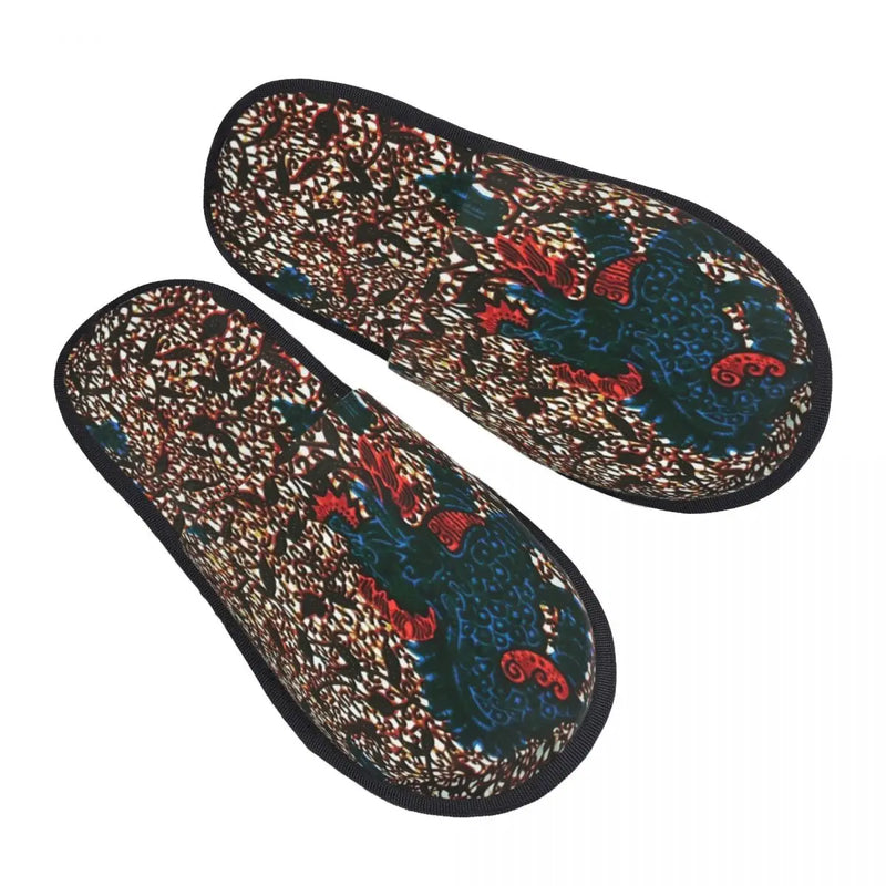 Custom Kizomba Samakaka Ankara Print Soft Memory Foam House Slippers Women African Wax Design Comfy Warm Anti-skid Sole Slipper