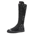 Boots Women Sneakers Canvas Casual High Top Shoes Long Boot Lace-Up Zipper Comfortable Flat Boot Sneakers Tenis Feminino