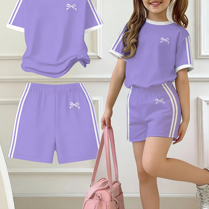 Kids Clothes Girls, , Easy Bow Print Short Sleeve T-Shirt | SAMAG