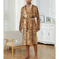 Men's Robes New Personalized Tiger Skin Patterned Men's Nightgown for Home Skin Friendly Thin Quick Drying Loose Fitting Pajamas