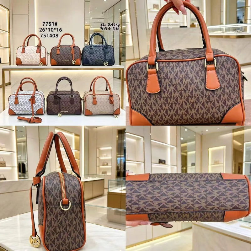 2026 Michael Kors Boston Pillow Bag Fashion Casual Women MK Classic Vintage Flower Handbag Urban Girls Commuter Bag