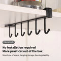 6 Hooks Storage Shelf Plastic Under Shelves Hanging Rack Utensils Holder Wardrobe Kitchen Bathroom Organizer - View 2 | SAMAG