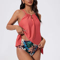 Women Ruffled Tankini Set Padded Halter Top Swimming | SAMAG