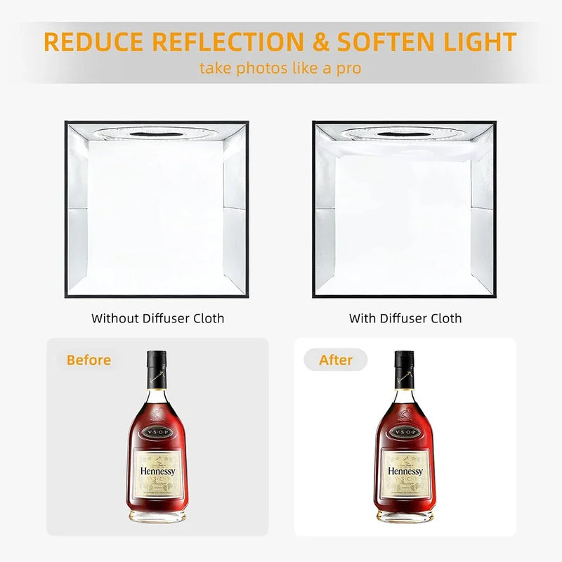 Lightdow Photo Studio Light Box Kit 12"x12"（30x30x30cm） with 120pcs LEDs 6 Backdrops for Photography Portable Dimmable Versatile