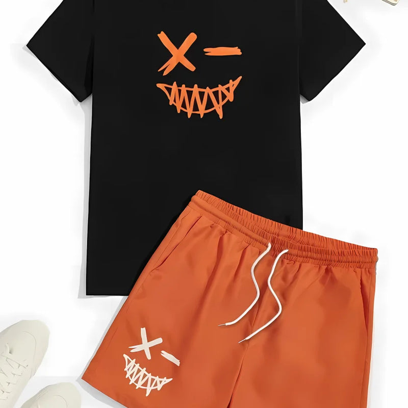 Men's 3D Printed Fashionable T - Shirt+Shorts Set, Fun Pattern Short - Sleeved Breathable Quick - Drying Top - View 2 | SAMAG