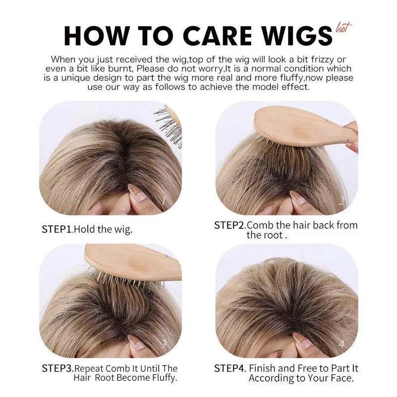 Short Ombre Blonde 100% Human Hair Wigs for Women Afro Remy Wig with Bang Pixie Cut Layered Human Hair Machine Made Women Wigs