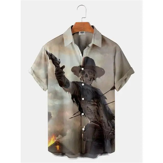 Summer Men's Hawaiian Shirt Movie Figures Horror Vintage | SAMAG