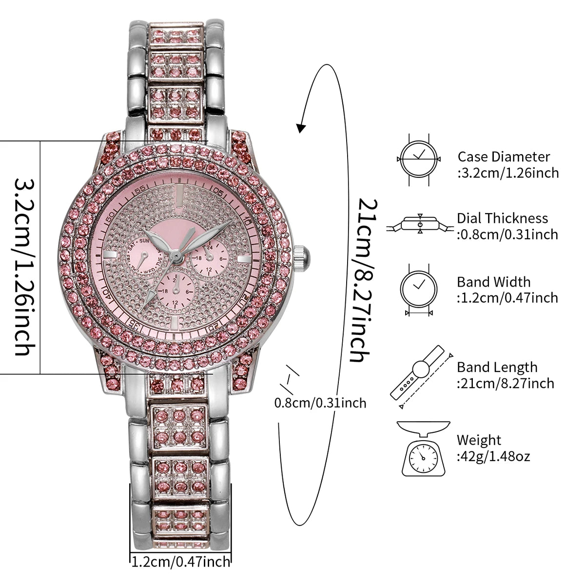 1/3PCS Luxury Rhinestone Women Watch Diamond Jewelry Set Elegant Steel Ladies Quartz Wristwatch Reloj Mujer（Without Box）