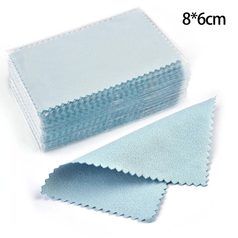 50pcs 10x6.3cm/10x6cm/8x6cm Silver Clean Polishing Cloth Soft Clean Wipe Wiping Cloth For Necklaces Rings Jewelry Clean Tools