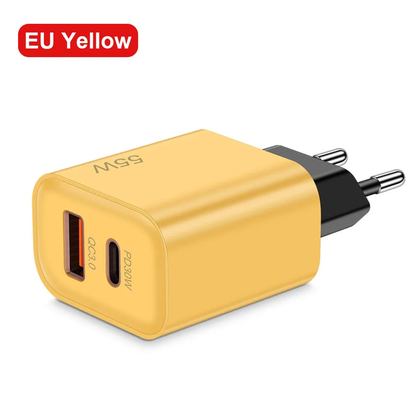 55W PD Fast USB Charge Charger 2 Ports EU US Plug Wall Charger Adapter For iPhone Xiaomi Huawei Samsung USB C Phone Charger
