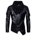 Autumn new men's locomotive leather jacket personality irregular punk leather jacket