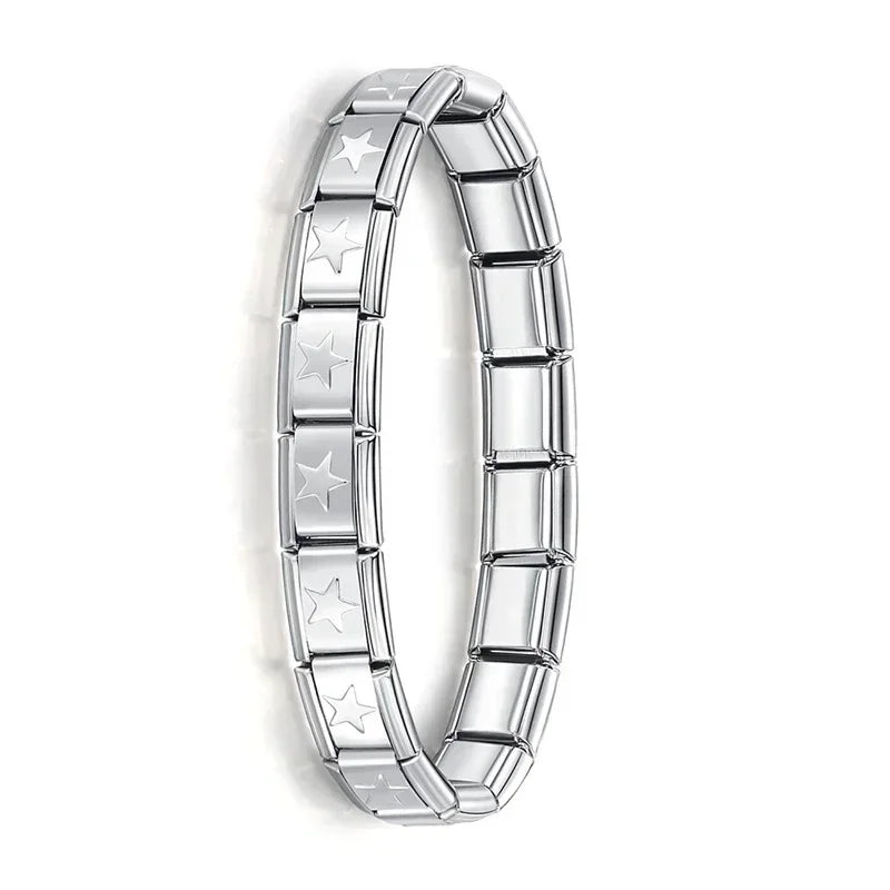 Hapiship New Women's Jewelry 9mm Width Itanlian Elastic Charm Bracelet Fashion Stainless Steel Bangle ST - Visuel 27 | SAMAG