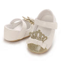 VALEN SINA 0-18 Months Newborn Girl White Baptism Shoes Bow Non-slip Rubber Soft-Sole Flat PU First Walker Mary Janes