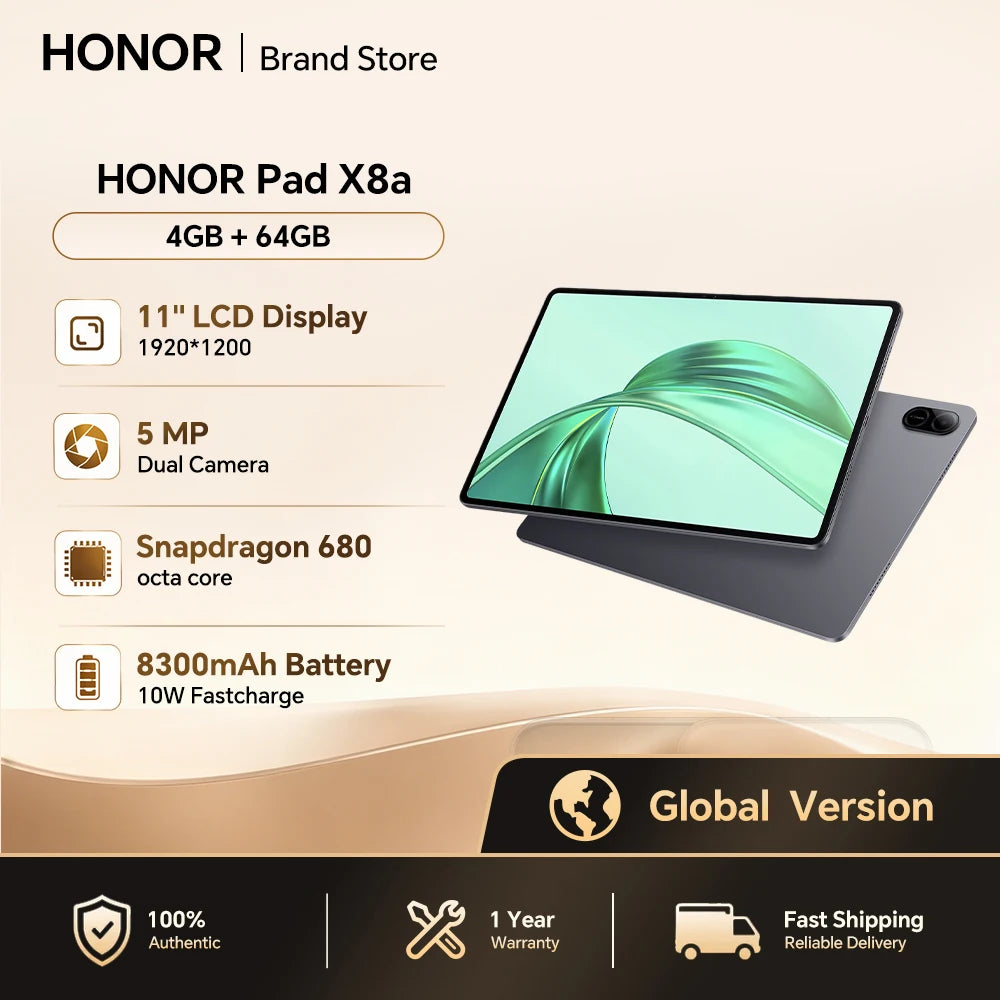 HONOR Pad X8a Android 14 Tablet 11-inch 90Hz Eye-Care Screen 8300mAh 4 Speakers Multi-Screen Collaboration