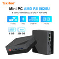 Texhoo MINI PC AMD Ryzen5 5625U 7530U R7-5800H DDR4 16G 2666MHz 512G SSD Pcle3.0 WIFI6 BT5.2 4.3GHz Desktop Computer Office PC