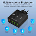 6 Ports USB Charger Fast Charging QC3.0 Travel Charger For iPhone17 16 Samsung Xiaomi Vivo Mobile Phone Adapter EU US UK Plug