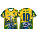 Brazil Style Flag Printed Jersey Men Women Jesus Graphic 3D Print Football T-shirt Quick Dry And Breathable Sport Uniform Tee