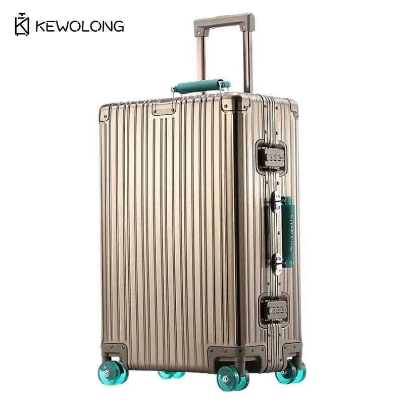 Full Aluminum Magnesium Alloy Suitcase 20 29 Inch - Durable Metal Check-in Luggage with TSA Lock, Large Capacity Carry On