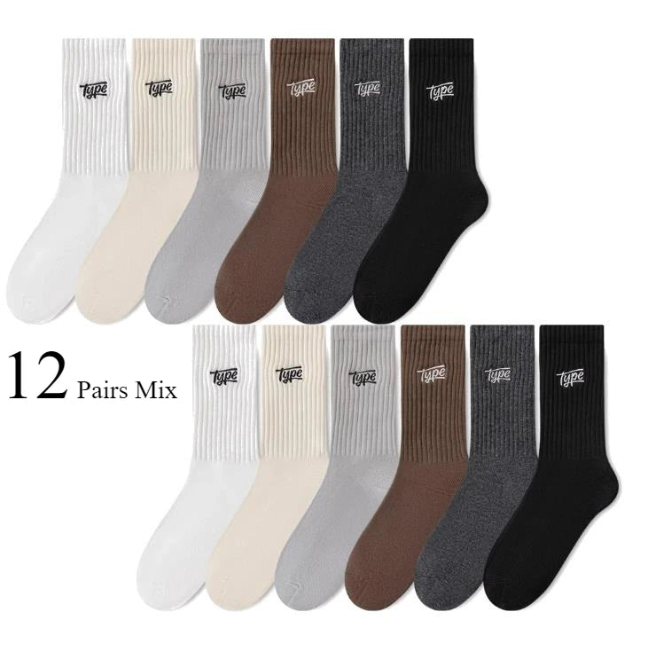 1/6/12 Pairs Men's Anti Odor Sweat Absorbing Crew Socks male Printing Letter Soft Comfortable and Breathable man Casual Socks﻿