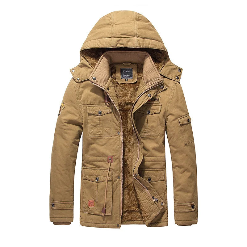 Men's Casual Winter Thick Warm Parkas Windproof Overcoats Male Military Wool Liner Hooded Down Jackets Outdoors Long Coats