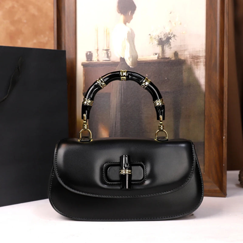 The 2025 new bamboo joint hand-held saddle bag is a versatile and high-end small single-shoulder crossbody bag for women