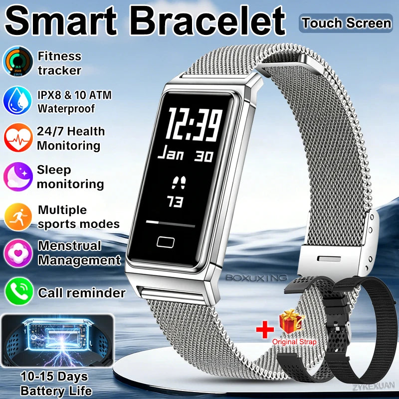 2026 New Smart Bracelet Men Women Sleep Health Monitor Sports Fitness Tracker 10ATM Waterproof 15 Days Battery Life Smartwatches