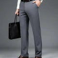 Winter Fleece Warm Business Formal Pants Men Classic Work Office Grey Elastic Waist Suit Thicked Thermal Trousers Plus