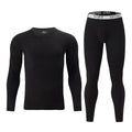 2-piece Autumn And Winter Men's Black Casual Warm Underwear Set Large Comfortable Round Neck Sports Fitness Base Shirt Sleepwear