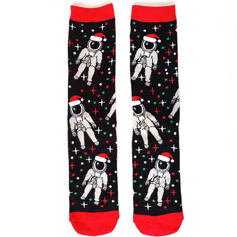 2025 New Men Christmas Socks New Year Funny Snowflake Beer Santa Claus Elk Snow Cotton Happy Socks Men Cartoon Women Sokken