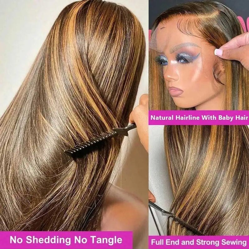 Highlight Wigs Colored Straight Lace Front Human Hair Wigs For Women Honey Blonde Straight 13x4 Hd Lace Frontal Wigs Human Hair