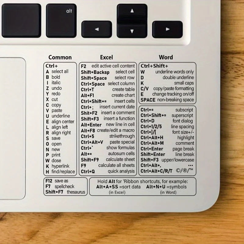Keyboard Shortcut Stickers, Self - Adhesive Vinyl Decals for Windows Excel Word, Quick Reference Hotkey - Visuel 5 | SAMAG