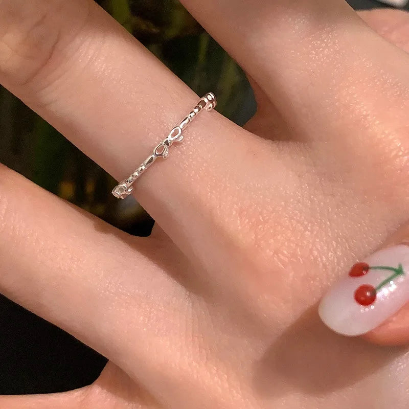 925 Sterling Silve Love Heart Hollowed Out Ring For Women Girl Extremely Fine Korea Ins Jewelry Gift Dropshipping