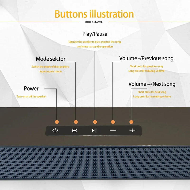 Wireless Bluetooth Sound Bar Speaker System Super Power Sound Speaker Wired Wireless Surround Stereo Home Theater TV Projector