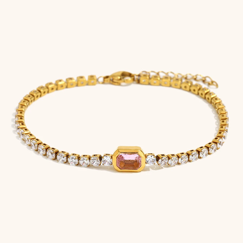 La.Muses Elastic Cubic Zirconia Stainless Steel Woman's Bracelet Fashion Luxurious Jewelry Party Accessories