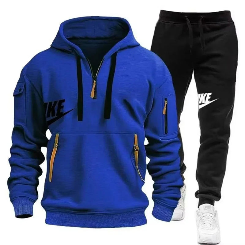 Men's autumn and winter suit zipper hoodie + trousers casual sportswear warm - View 4 | SAMAG