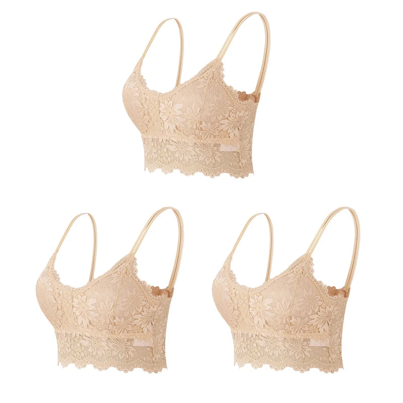 Women's Lace Bras Top Comfortable Bralette Solid Color - Visuel 17 | SAMAG