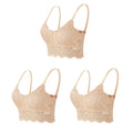 3PCS Women's Lace Bras Top Comfortable Bralette Solid Color Sexy Underwear Vest Female Hollow Out Wireless Lingerie Seamless Bra
