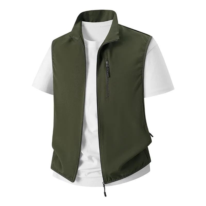 Summer New Men's Lightweight Thin Vests Trend Baseball Collar Zipper Sleeveless Casual Vest Coats Simple All-match Men Vests 6XL