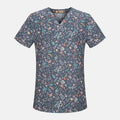 Nurse Uniforms Women Print Short Sleeve V-neck Scrubs Working Medical Blouse Overalls Uniforms Medical Nursing Spa Pet Dentistry