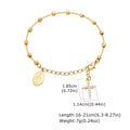 Charm Cubic Zirconia Cross Rosary Bracelet for Women, Stainless Steel Mary Adjustable Link, Religious - Visuel 7 | SAMAG