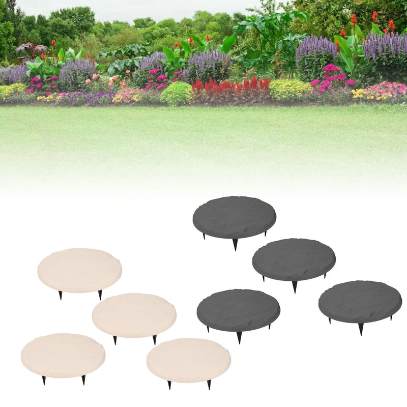 Outdoor Step Stones Decorative Polypropylene Resin Stepping Stones with Ground Stakes for Lawn Garden Pathway Round Step Stones