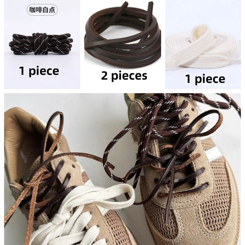 Length 100cm DIY Freedly Round Leather Colorful MIU Shoelaces Canvas Casual  Boots Shoe Laces Rope Shoestrings