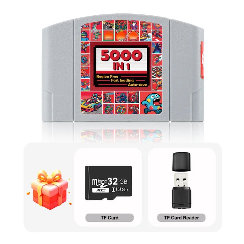 N64 Game Cartridge 5000 In 1 Game Card For Nintendo 64 Console With Free 32GB TF Card Compatibility 64DD/SNES/GB Games Ultiretro