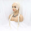 Sylvia Wigs60#Color Platinum Blonde Double Braid Synthetic Blonde Lace Front Braid Wigs  Hair Heat Resistant Fiber Braid