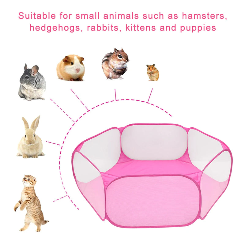Pet Playpen Outdoor Breathable Small Animals Tent Rabbit Play Pen Foldable Transparent Pet Exercise Fence for Guinea Pig Cage
