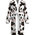 Men's soft panda print kimono bathrobe, cute cartoon national treasure pattern long-sleeved home clothes, casual nightgown