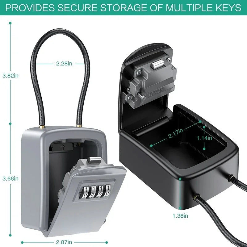 Key Lock Box 4 Digit Combination Safe Waterproof Storage with Removable Chain Security Anti - theft - View 7 | SAMAG