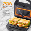 3-in-1 sandwich maker: electric sandwich maker, Grill and waffle, 3 detachable non-stick and interchangeable plates, thermostat, cold touch handle, Vertical storage, 750 W